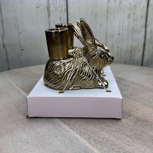 Cupcakes and Cashmere Gold Rabbit Bunny Taper Candle Holder Spring Easter Viral - Picture 7 of 16